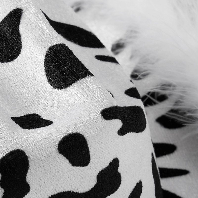 Mũ Hình Bò Sữa Bằng Vải Nỉ Đính Lông Vũ Vành Tròn Làm Phụ Kiện Chụp Ảnh Cưới