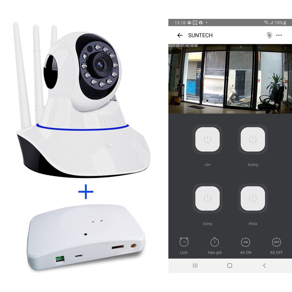 Bộ camera wifi điều khiển cửa cuốn bằng điện thoại EWELINK