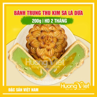  Bánh trung thu kim sa đậu xanh LÁ DỨA Tân Huê Viên 200g bánh trung thu trứng tan chảy 