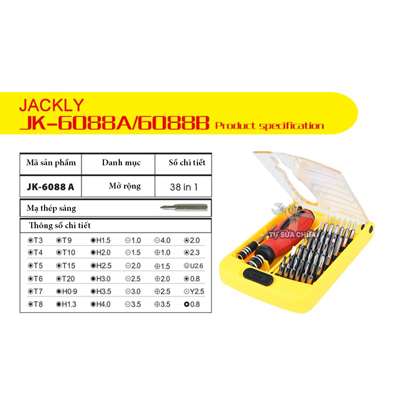 Bộ Tô Vít Đa Năng 38 chi tiết nhiều mũi vít chính hãng Jakemi JK-6088A