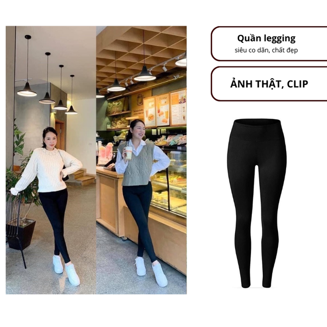 Quần legging chất đẹp co dãn đanh mịn [ẢNH THẬT, CLIP]