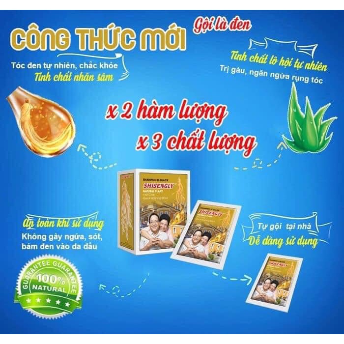 Dầu Gội Đen Cao Cấp SHISENGLY Dưỡng Tóc Giúp Kích Thích Mọc Tóc &amp; Phục Hồi Tóc Hư Tổn - Dạng Gói