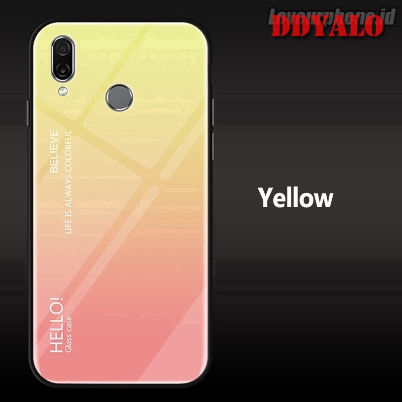 Ốp điện thoại TPU mềm có mặt kính cường lực phối màu đậm nhạt dành cho Samsung Galaxy M20 M10 A30 A50