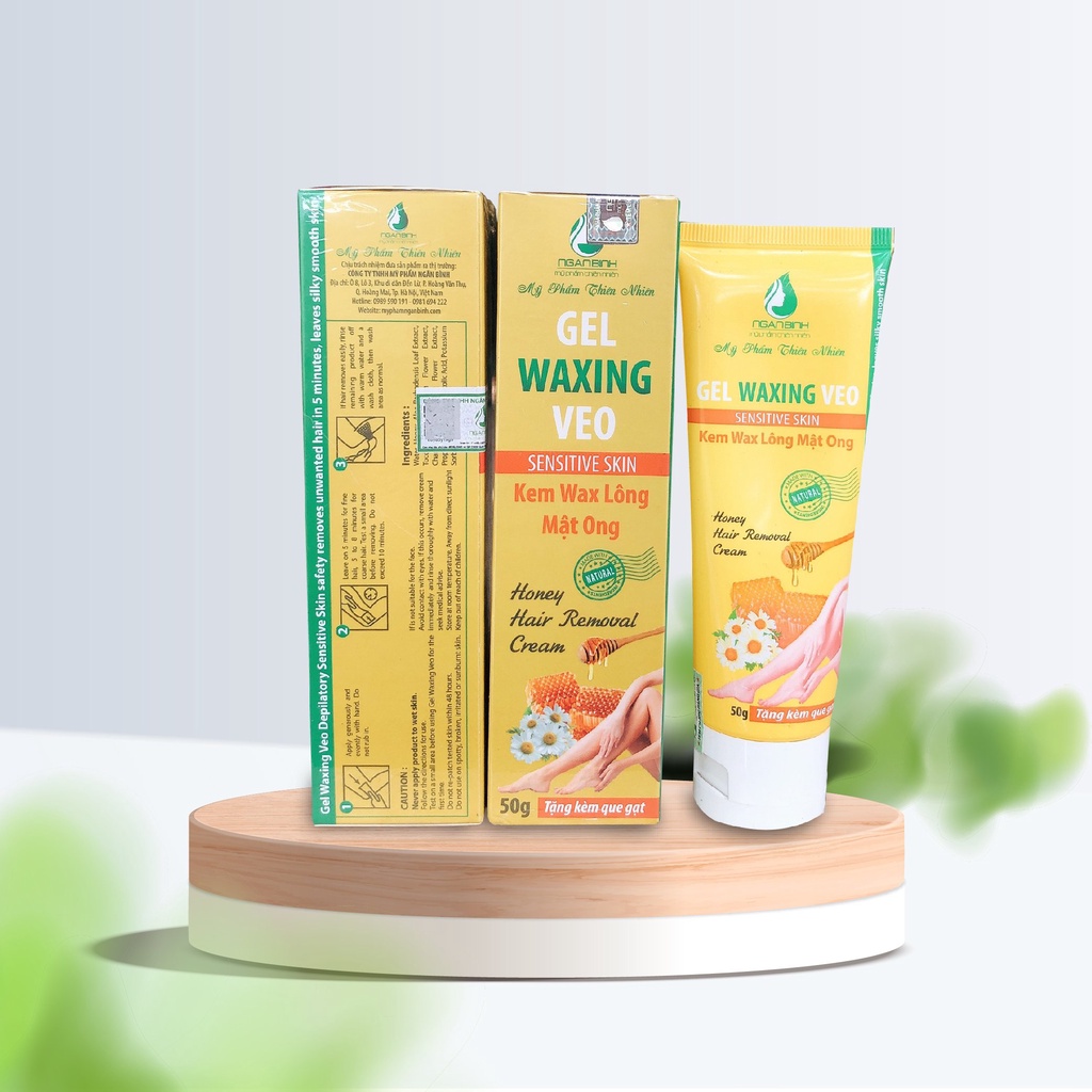 Gel Waxing Veo, Kem Wax Lông Mật Ong,Triệt /Tẩy Lông Ngân Bình Vĩnh Viễn  50gr tặng kèm que gạt