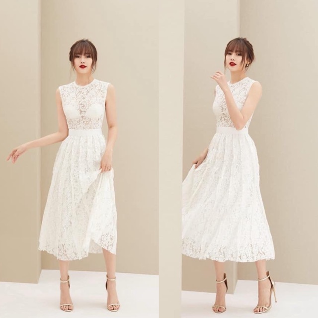 Đầm trắng ren xoè NDLN cao cấp KÈM ẢNH THẬT/ đầm dự tiệc