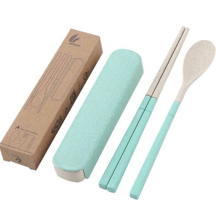 Bộ Set Đũa Thìa Lúa Mạch Gấp Gọn Cho Dân Văn Phòng, Mang Theo Đi Du Lịch - Giao Màu Ngẫu Nhiên