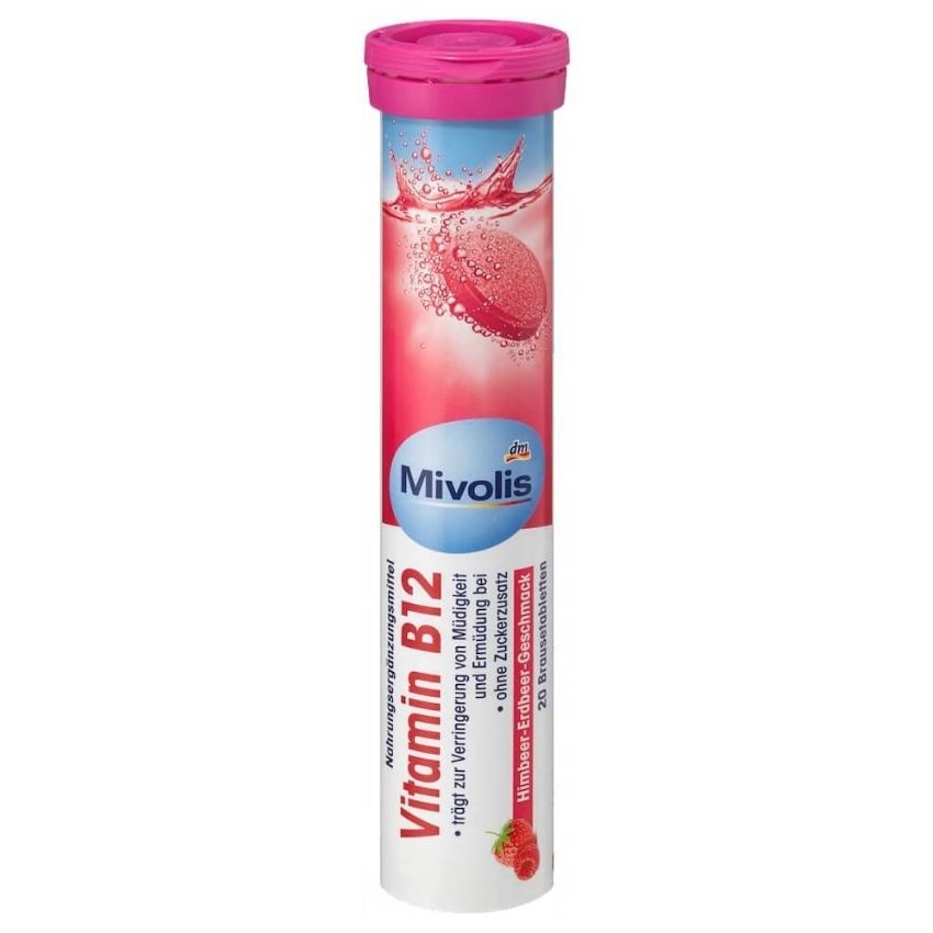 Vitamin B12 dạng Sủi Mivolis Đức 20 viên hương trái cây giúp giảm mệt mỏi, chuyển hóa năng lượng và chức năng thần kinh