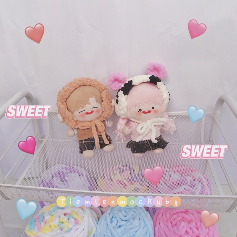 Cài đầu len tai thú cho doll 10,15,20cm