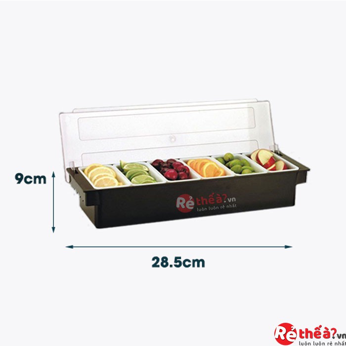 [Giá Sỉ] Khay topping 3-4-5-6 ngăn chứa đựng đồ hoa quả decor, thạch nhựa có nắp đậy