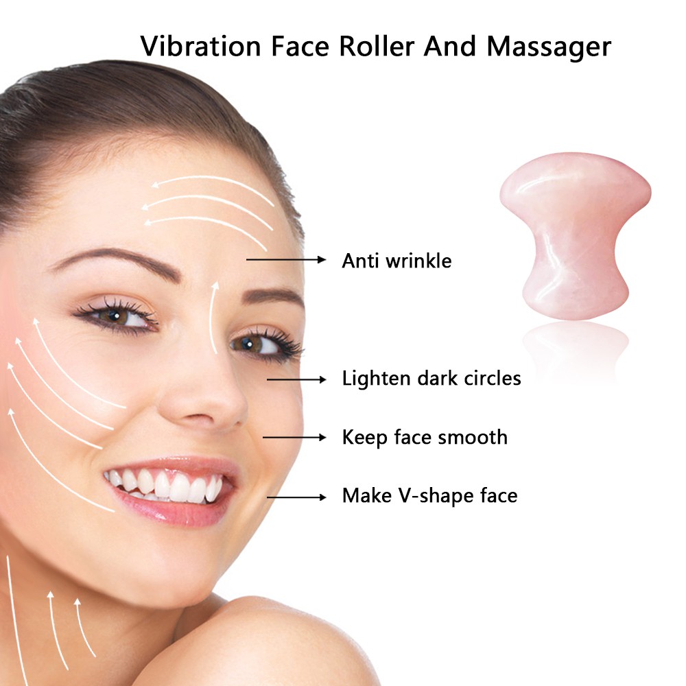 Dụng cụ lăn mát xa mặt bằng đá thạch anh hồng cho nữ