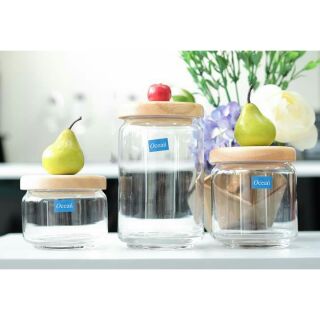 HŨ THỦY TINH OCEAN THÁI LAN NẮP GỖ 500ML
