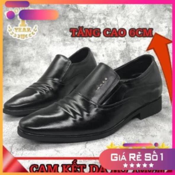 [Sale 3/3] Giày Công Sở Nam Da Bò Độn Đế 6cm Bảo Hành 12 Tháng Sale 11 -op1 ! : !