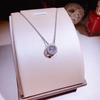 Vòng cổ bạc, mặt tròn đính đá vc-003