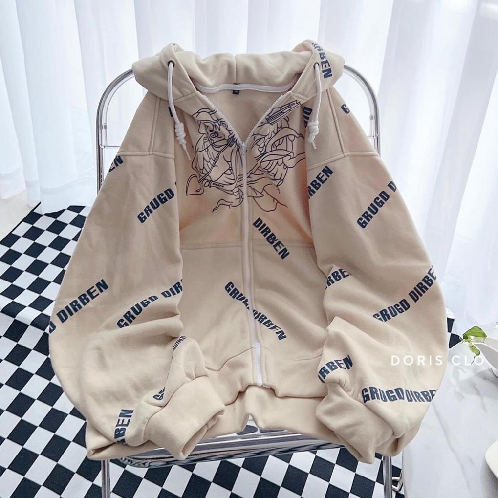 Áo Hoodie Dáng Rộng Thiên Thần Màu Be In Kín Chữ Nam Nữ Unisex Dáng Rộng Tay Bồng Ulzzang Hàn Quốc