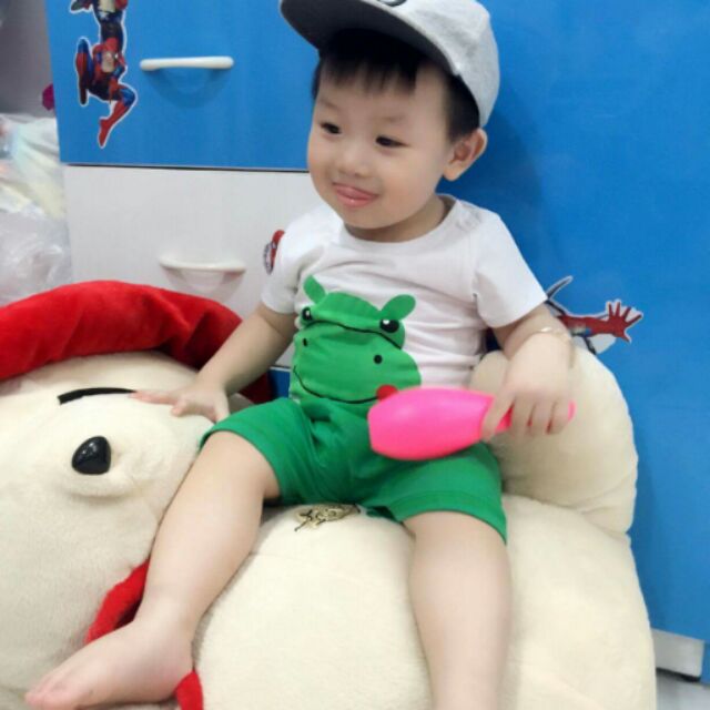 Combo bộ cá heo+ micky+ mũ bb xám h&m
