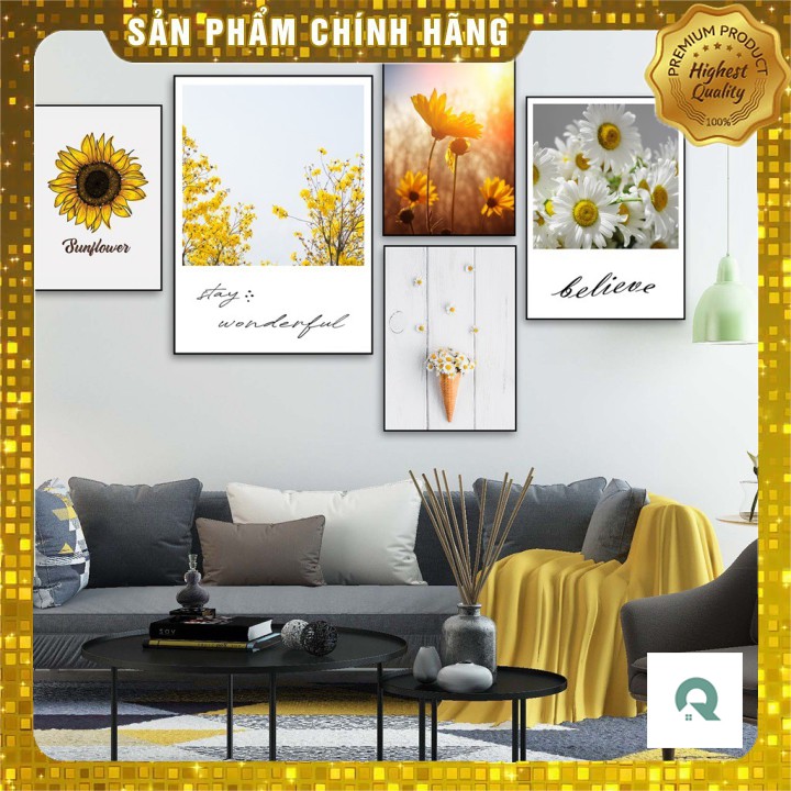 🔥Hot Deal🔥 Bộ Tranh Canvas Cao Cấp Hoa Mặt Trời Trang Trí Tường CV-214
