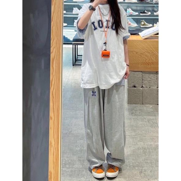 Quần Ống Rộng Dây Rút Bản To Thêu Chữ M Hottrend Thời Trang Năng Động(Hàng Sẵn)