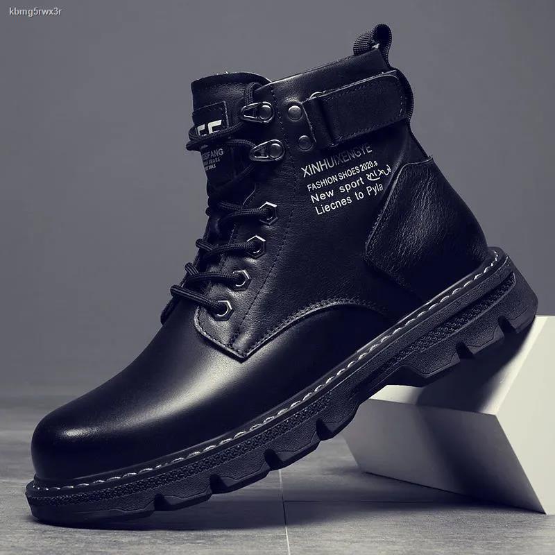 2021 newrtin boots nam mùa thu và đông giày lông cừu phiên bản hàn quốc cao cổ tất cả các kết hợp giản dị