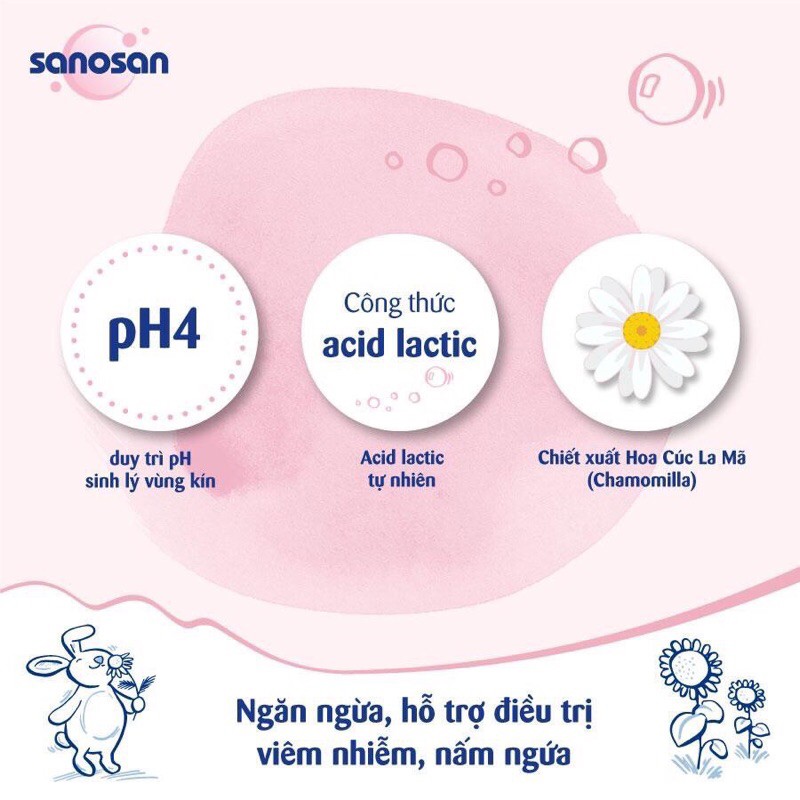 DUNG DỊCH VỆ SINH PHỤ NỮ HOA CÚC CHAMOMILLA SANOSAN 200ML