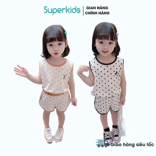 Bộ hè cho bé bộ ba lỗ chấm bi hoạt hình 8-18kg QATE686