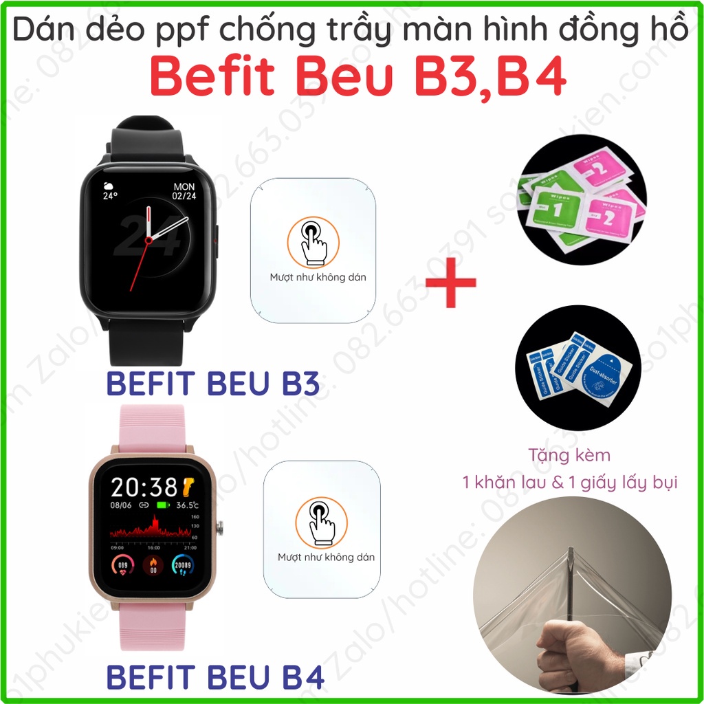 Dán màn hình đồng hồ Befit Beu B3 / B4 ppf chống trầy xước