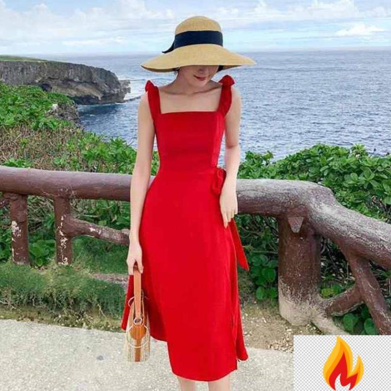 Đầm Hai Dây Dáng Dài Xẻ Tà Quyến Rũ Thời Trang Đi Biển Mùa Hè Mới 2021 -jku*B