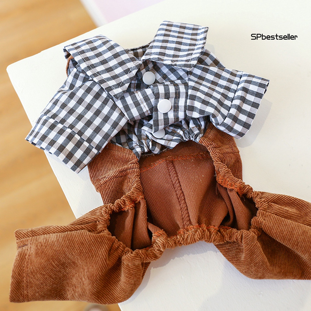 Quần yếm họa tiết kẻ sọc giữ ấm cho thú cưng