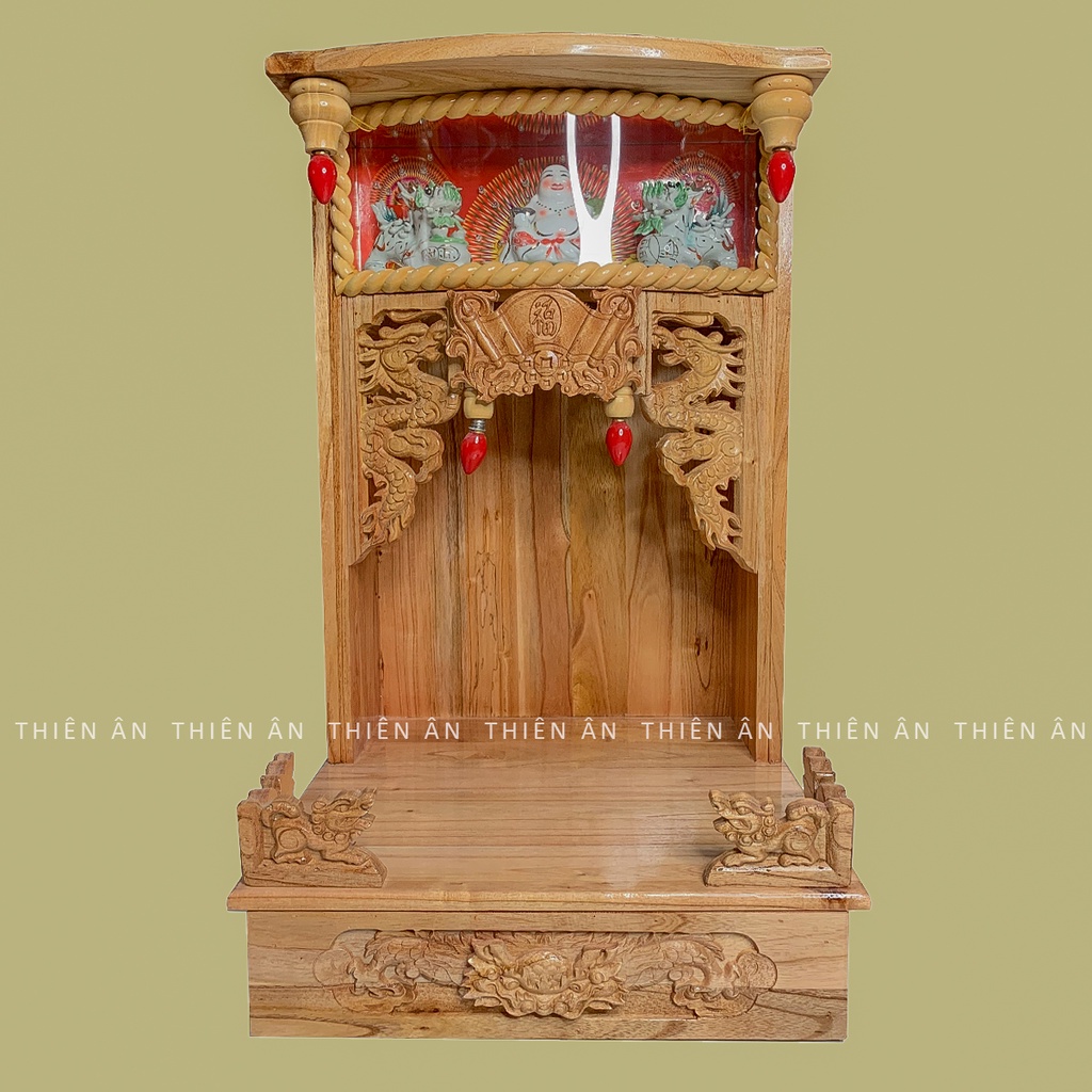 Bàn thờ Thần Tài Ông Địa điện tử 40cm x 42cm x 68cm, gỗ Xoan đào, có 2 màu đậm và nhạt [Đồ thờ cúng]