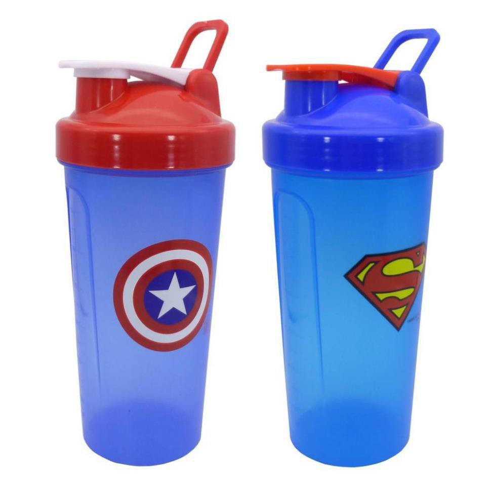 Bình Nước Tập Gym - Bình lắc Siêu Anh Hùng 700ML  Hulk, Superman, Batman, Captain