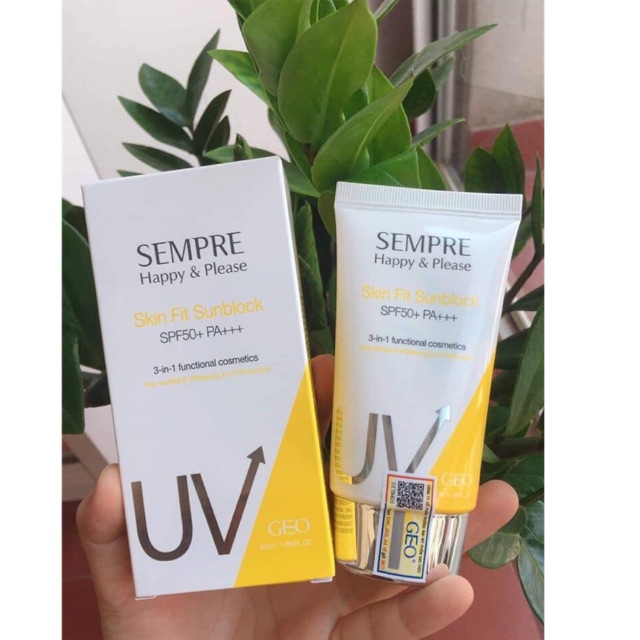 Kem chống nắng Geo Sempre Happy & Please skin fit sun block