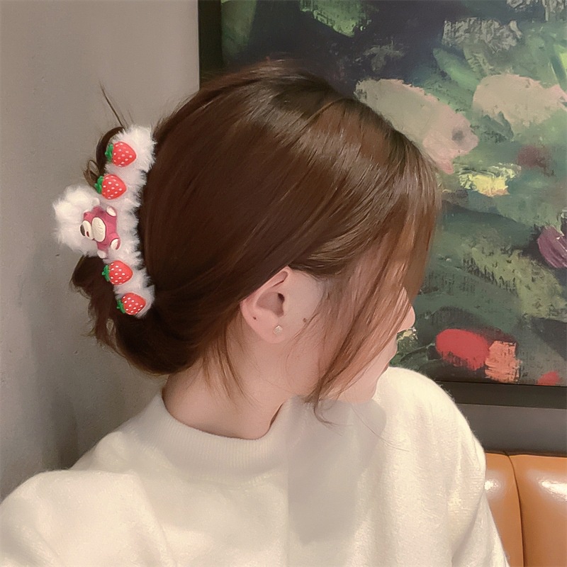 Kẹp tóc phối lông,Kẹp càng cua phong cách thu đông thời trang Hàn Quốc