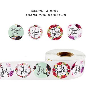 Cuộn 500 tem Sticker Thank you in Màu Tự Dính - Tem cảm ơn