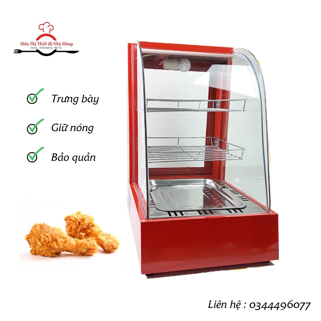 Tủ trưng bày gà rán KFC, humberger, xúc xích, khoai tây. Tủ giữ nóng và trưng bày 2 tầng 1 khay mini
