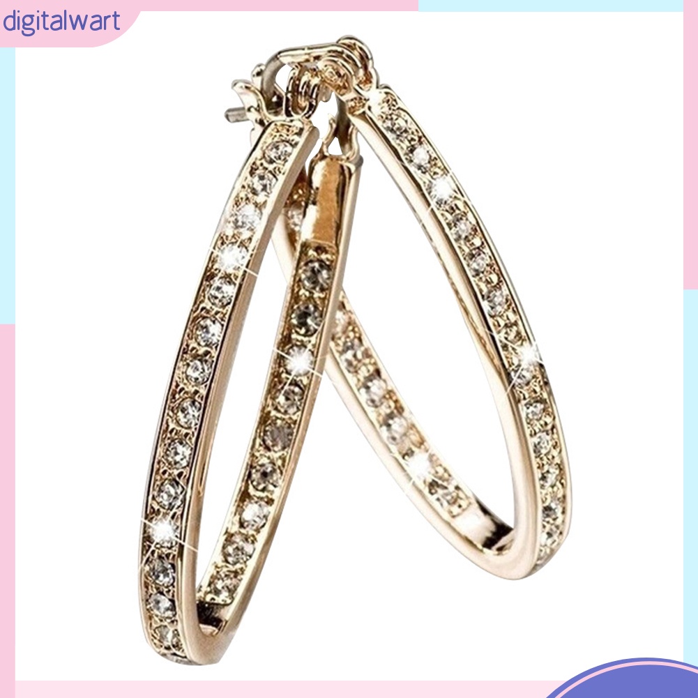 Cặp khuyên tai khoen tròn đính đá sang trọng cho nữ