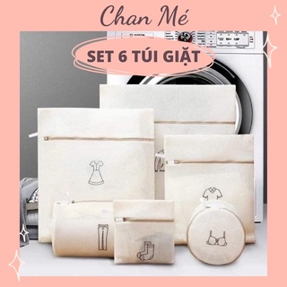 Túi giặt quần áo set 6 túi nhiều kích thước 3 lớp vải cao cấp có khoá dành cho máy giặt bảo vệ quần áo đồ lót