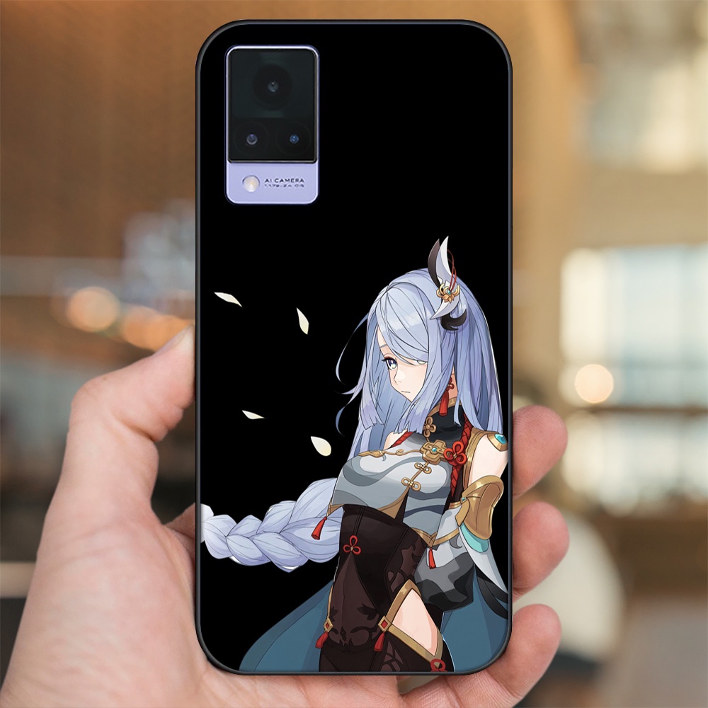 Ốp lưng Vivo V21 viền đen in hình Shenhe Genshin Impact