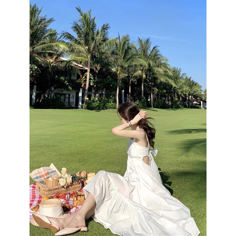 Đầm maxi nơ lưng , Đầm maxi thô thái nơ lưng mút ngực | BigBuy360 - bigbuy360.vn