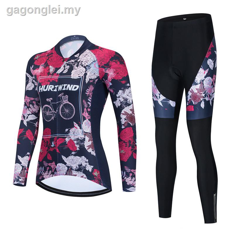 LYCRA Bộ Quần Áo Chạy Xe Đạp Tay Dài Chắn Gió Thoáng Khí Phối Túi Sau Lưng Cho Nữ