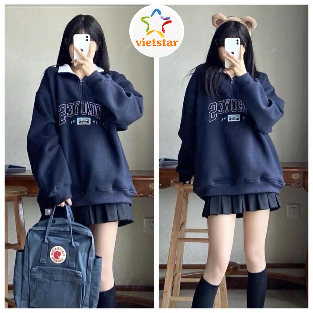 Áo nỉ Zip cao cổ FORUYS áo nỉ nữ hoodie Hàn Quốc_VIETSTAR