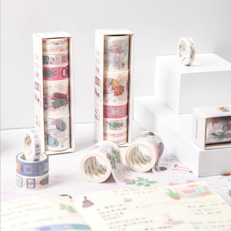 Set 6 cuộn băng keo washi tape xinh xắn ulzzang