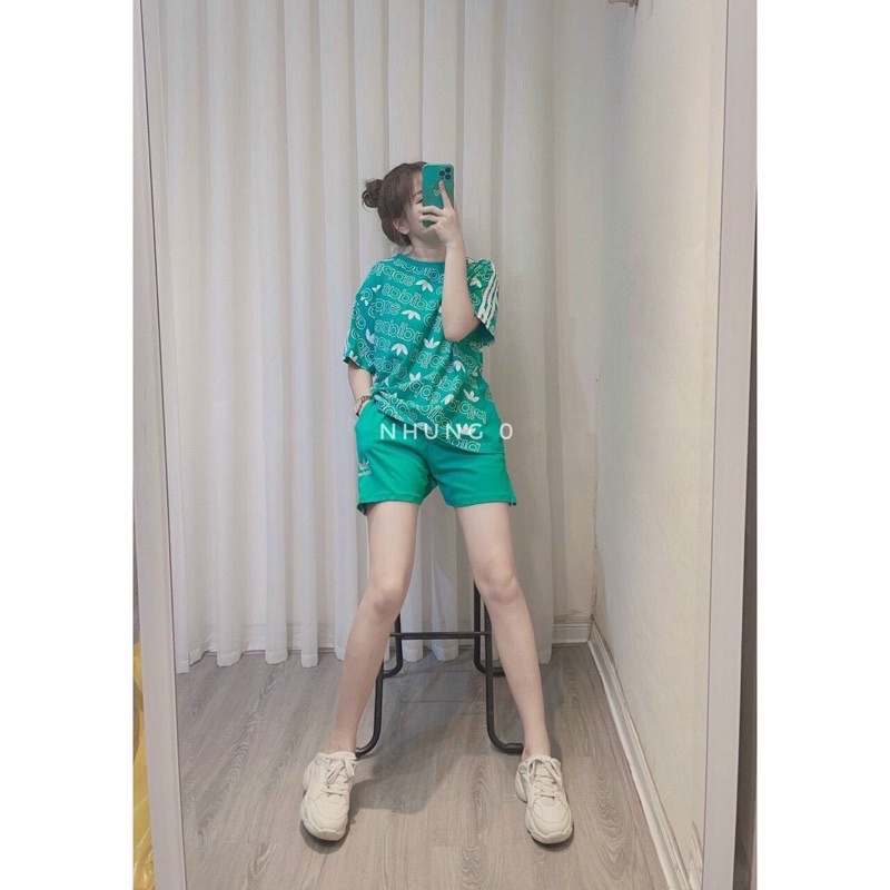 Sét đồ thể thao nữ ba màu siêu hót sét bộ đồ quần đùi áo phông oversize mặc nhà chơi thể thao