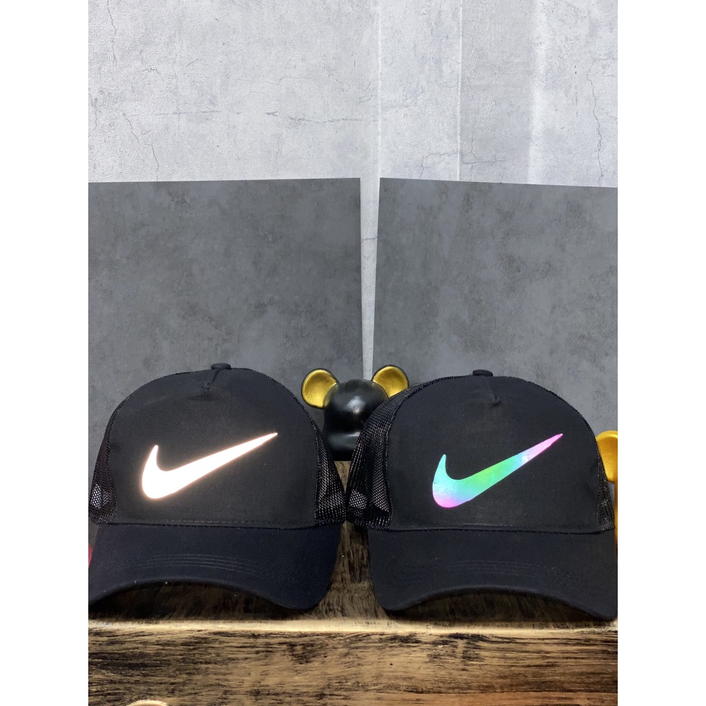 Nón in logo nai phản quang 7 màu, Mũ nam ni ke dạ quang phối lưới thoáng mát, phong cách thể thao basic, TX10