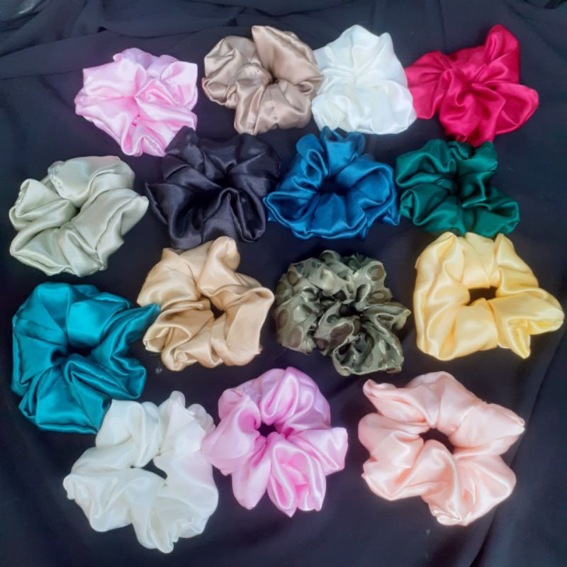 Cột tóc vải Scrunchies bóng màu bản to (Ảnh thật)