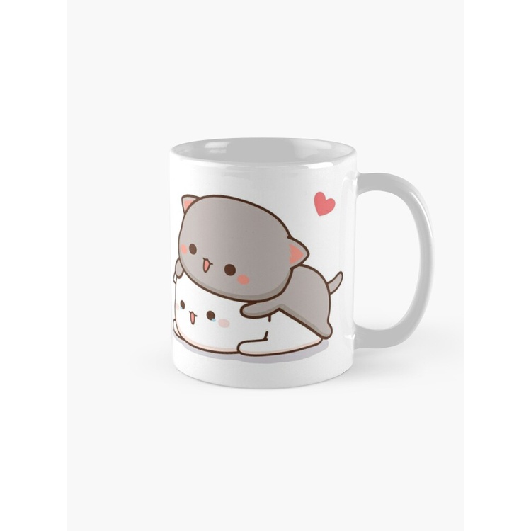 Cốc sứ uống nước in hình mèo mochi so cute cốc uống trà cafe