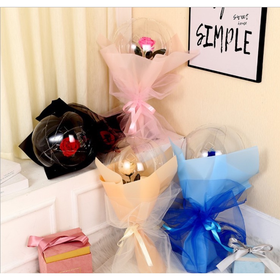 Bộ Bong Bóng Trong Suốt Hình Hoa Hồng BOBO Dùng Trang Trí Tiệc Cưới/Sinh Nhật