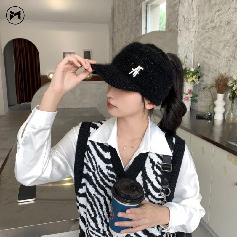 Mũ Len Dệt Kim Phối Lông Thỏ Phong Cách Thời Trang Thu Đông Nhật Hàn