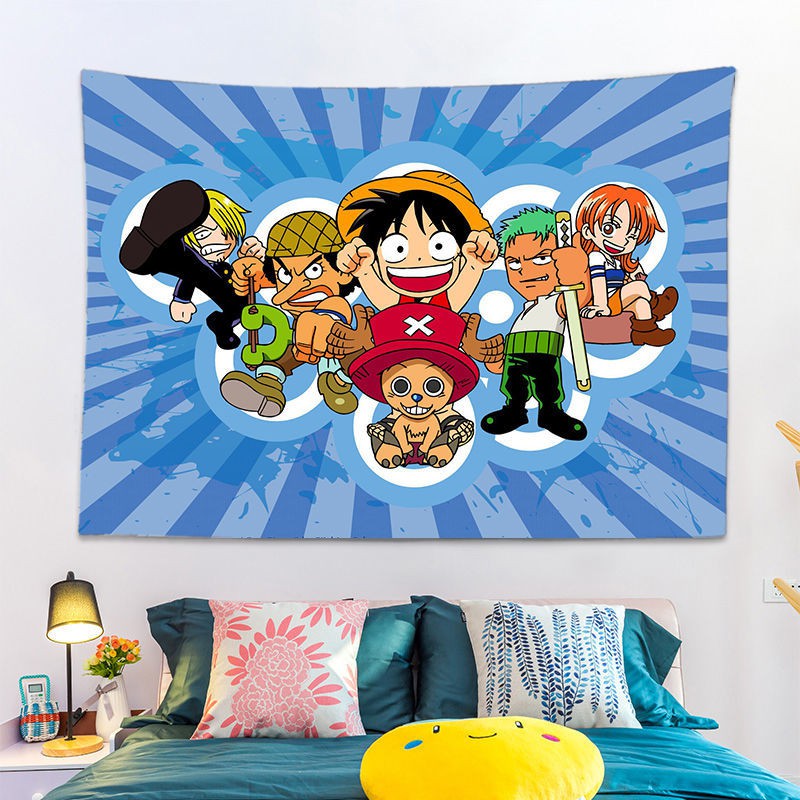 Giấy dán tường▧♙One Piece Anime background cloth ins hanging student dormitory bedside decoration room bedroom wall Sauron Luffy