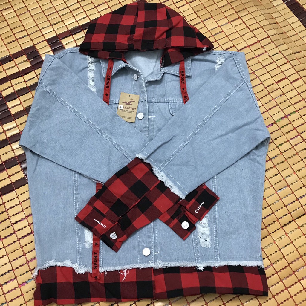 Áo Khoác Jean Nam Nữ Liền Mũ Đỏ Y Hình Ảnh Thật Đẹp Cao Cấp Hàng Loại 1 MINHANHSHOP, Áo Khoác Bò Nam | BigBuy360 - bigbuy360.vn