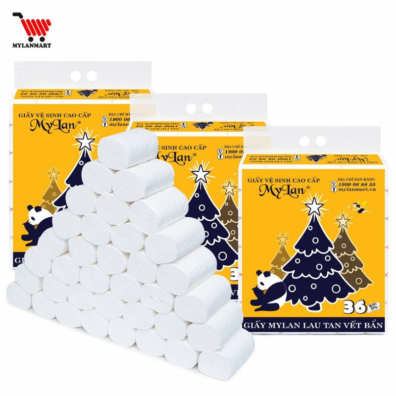 Giấy gấu thông Mylan 36 cuộn ×3 lớp (siêu dai ,siêu mềm )