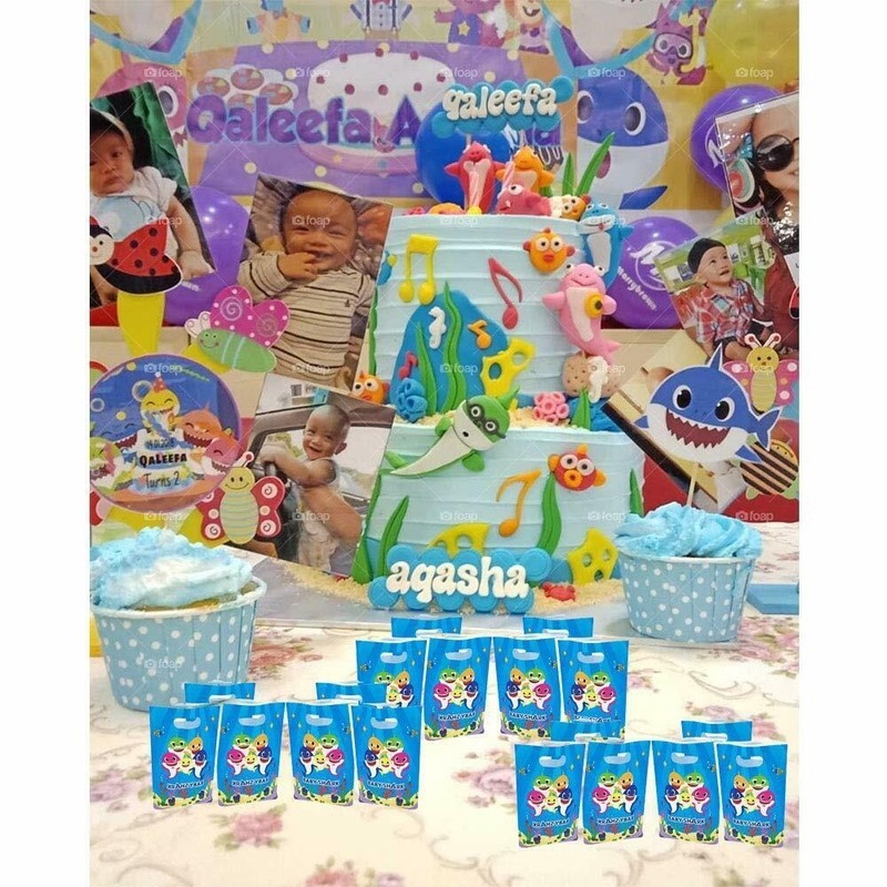 Set 20 Túi Đựng Quà Sinh Nhật Cho Bé Hình Cá Mập Dễ Thương